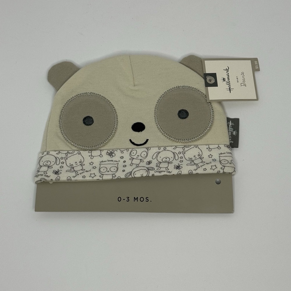 Hallmark‎ Baby Beanie 0-3 Months Bear Brown Gray NWT